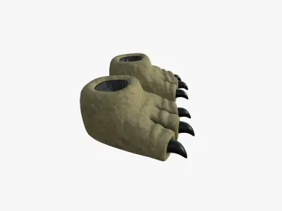 Slippers G02 Brown Dino Paw - Costume Character Design Low-poly 3D model