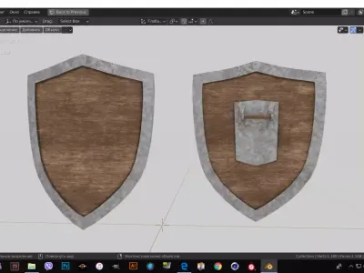 lowpoly shield two metal shields Low-poly 3D model