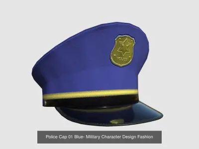 10 Police Caps - Military Character Design Fashion 3D Model Pack