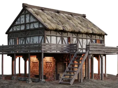 Medieval Old House 16 PBR 4K GameReady Low-poly 3D model