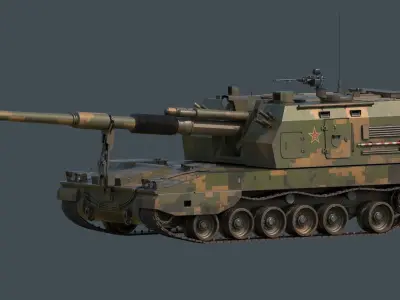 PLZ05 Self-propelled howitzer Low-poly 3D model