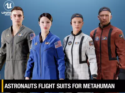 Astronauts Flight Suits For MetaHuman - Rigged - Game Ready Low-poly 3D model