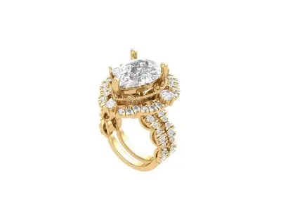 Pear Art Deco Ring 3D print model 11