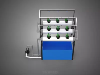 HYDROPONIC FARM PLANT AUTO WATER CYCLE TANK PUMP NOZZLE SPRAYER 3D model