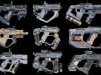 Sci-Fi Guns Set Kitbash   3D model
