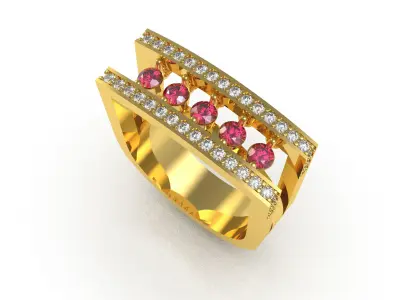 Antique Movable Diamond Wedding Ring 3D print model