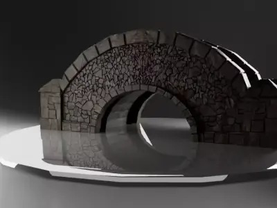 Detailed Stone Arch Bridge 3D model