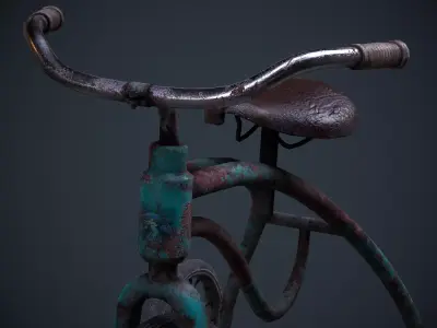 Old child bicycle Low-poly 3D model