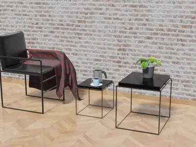 Centro e cadeira estilo industrial 3D model