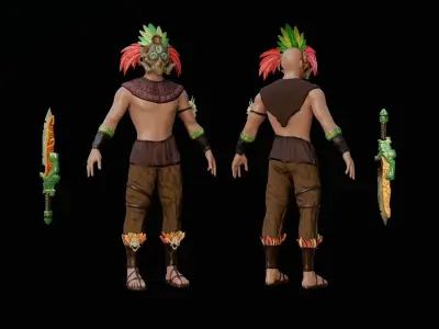 Jungle warrior Free low-poly 3D model
