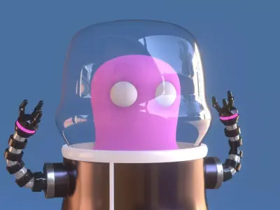 Pink Alien rigged Character Low-poly 3D model