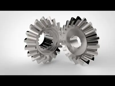 Gears two metal Free 3D model