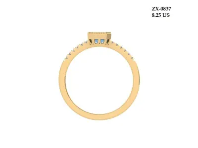 Emerald Solitaire Ring 3D print model 44