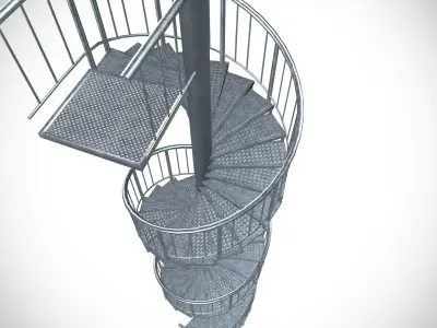 Aluminium Stair Case Low-poly 3D model