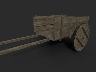 Wooden Cart Low-poly 3D model 24