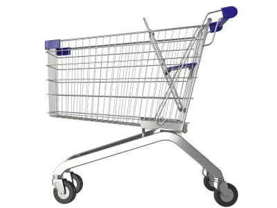 Blue shopping cart 3D model