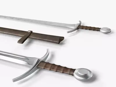Medieval Sword 02  plus old texture and sheath 3D model