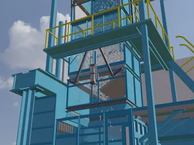 baler industrial machine with ladder 3D model