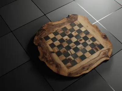 Handmade Vintage Wooden Chess Board 3D model