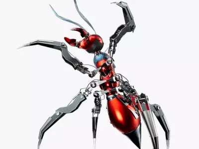 Robotic Character Ant Bot without RIG Low-poly 3D model