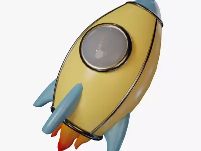 Low Poly Cartoon Rocket Low-poly 3D model
