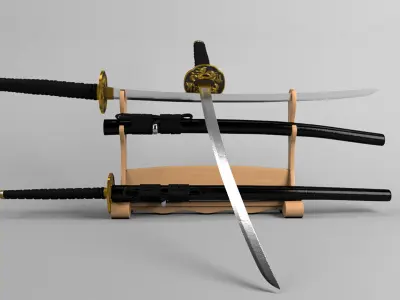 3D katana sword Low-poly 3D model