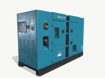 Diesel generator blue Low-poly 3D model