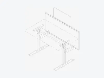 Desk - Single - Officetec - Angular - Linear - Adjustable Height Low-poly 3D model