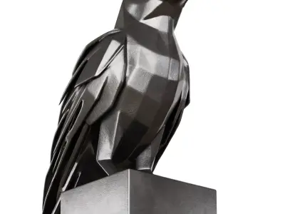 Metal sculpture of a crow 3D model