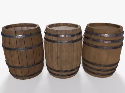 Wooden Barrel Pack Low-poly 3D model purchase