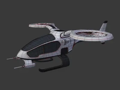 Futuristic Fantasy Helicopter Low-poly 3D model