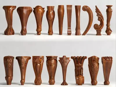 Solid wood furniture legs 3D model