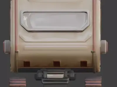 Stylized Chibi Sci-Fi Modular Tracked Trailer Low-poly 3D model