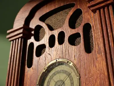 A Vintage Wooden Radio 50s 3D model