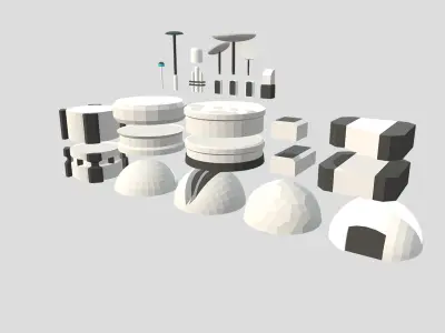 Low Poly Sci-Fi Modular Buildings Pack Low-poly 3D model