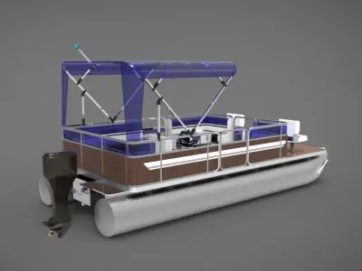 lake pontoon boat 3D model