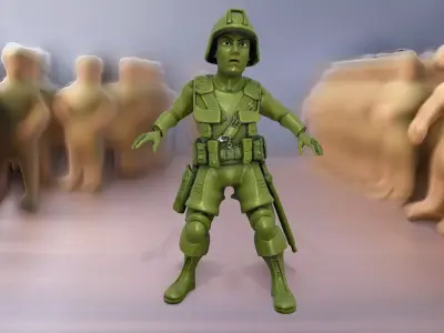 Green Soldier Action Figure model pack Low-poly 3D model