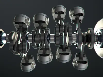 V8 Engine Working Animated 3D model