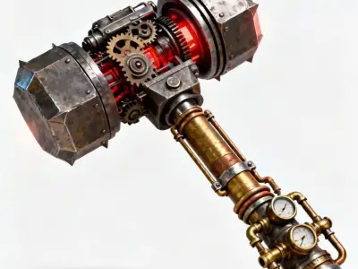 Magma-Core Kinetic Sledgehammer 3D Model Low-poly 3D model