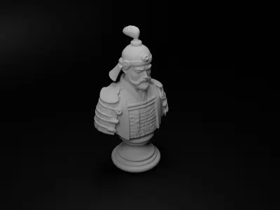 Feudal Japanese Soldier Bust Chess 3D print model get