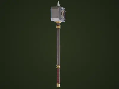 Battle Hammer 01 All PBR Unity UE V-Ray Textures Included  Low-poly 3D model