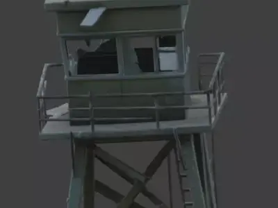 Ruined Frontier Military Watchtower 3D Model Low-poly 3D model