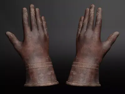 Leather gloves Low-poly 3D model