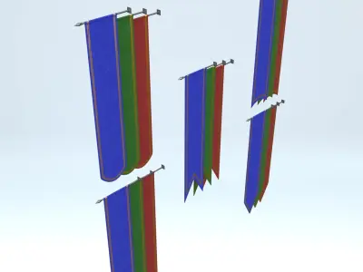 Wall Pole Banners 3D model