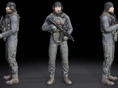 Modular Soldier PMC V1 Low-poly 3D model