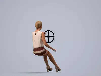 00067Maja002 - Adult Caucasian woman driving car in 3D model