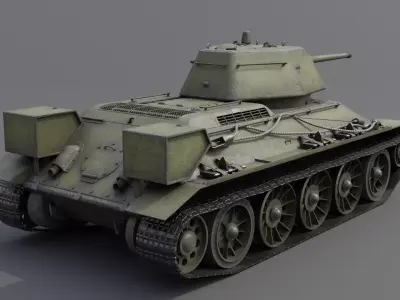 T-34 M1942 Medium Tank Low-poly 3D model