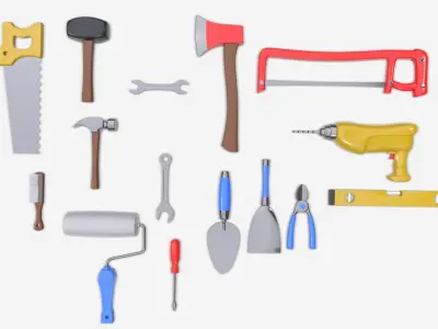 Cartoon Hand Tool Collection 3D model