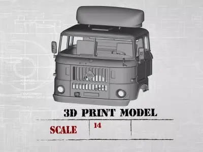IFA W50 long cab SCALE custom rc body shells 3D print model