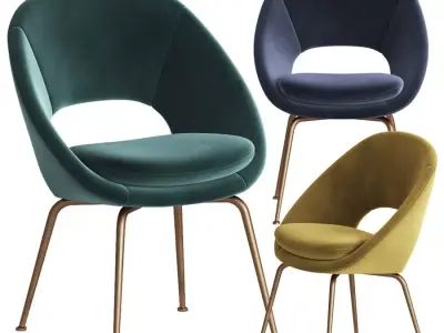 Orb Velvet Dining Chair Westelm 3D model